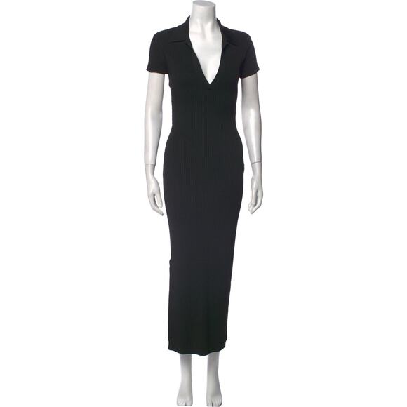 Anna October Ella Ribbed-Knit Backless Maxi Dress Black - S - Picture 1 of 3